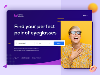 Sunglasses Hero Shot abstract colorful colors dark eyeglasses flexing hero hero image landing landing page layout purple shapes sunglasses ui ui design ux design web design website yellow