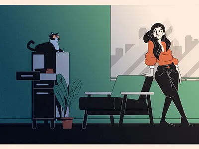 STACY - Cat's love artwork cartoon cat character characterdesign comics digital illustration draw drawing flat illustration flatdesign funny illustration woman