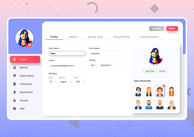 Profile Setting daily 100 challenge daily ui challenge 007 dailyui dailyuichallange dribbble lovefordribbble profile profile settings ui ui ux ui 100 uidesign ux