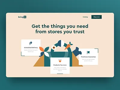 Landing Page for Delivery Service coronavirus debut delivery design grocery online illustration landing landingpage logo minimal onlinedelivery staysafe uidesign ux design uxui vector web