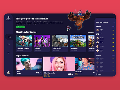 Ninja Gaming coach design gaming product design ui