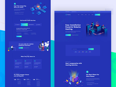 Isometric Web Hosting, Domain and WHMCS clean cloud hosting dedicated server host hosting hosting template illustration isometric landingpage uidesign uiux user interface design webdesign