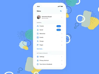 Facebook Menu Redesign brand design dribbble facebook mobile mobile app shot ui ux