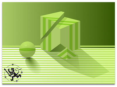 Basic Forms No 1 in Green affinitydesigner asetelma ball basic forms callmefafa green illustration kolmio madeinaffinity neliö pallo pyramid raidat sguare still life stripes vihreä