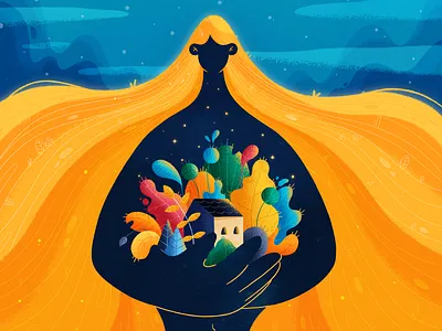 Season of life and peace 2d color easter forest hair house illustration ipadpro life mothernature nature plants procreate quarantine safe space spring stepdraw texture warmth