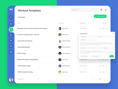 Workout Template Screen clean clean ui creative dashboad dashboard layout listings minimal minimalist modern design motion design popup product design sidemenu ui user experience design user interface design ux visual design white theme workout