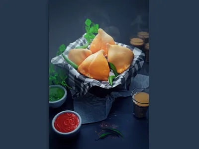 3D Samosa Via Blender3D 3d blender design environment graphics design minimalist modeling photoshop