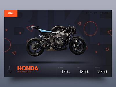 Bike adobe xd bike biker dark homepage honda minimal moto motorbike motorcycle orange ui webdesign website