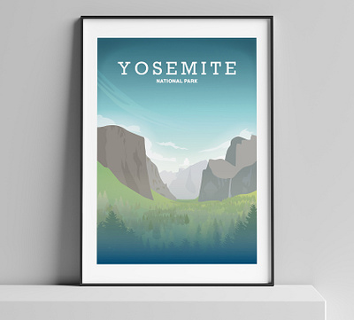 Yosemite poster graphic design great outdoors illustraion illustration nature nature illustration poster travel travel poster vector