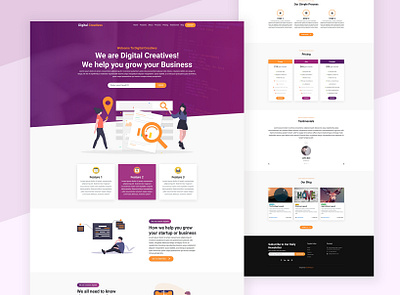 Digital Agency Landing Page Design bootstrap 4 landing page one page one page design one page site one page website purple gradient