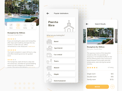 Travel app for trip planning app design hotel mobile mobile app travel trip ui vector yellow