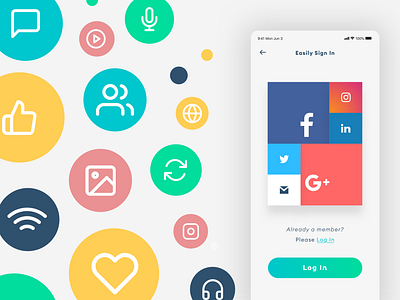 Social Sign In login login design login form login screen mobile login mobile ui sign in sign in form sign in page sign in screen sign in ui social social media socialmedia