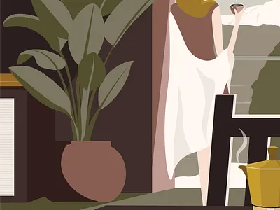 Daydreaming coffee coffee cup daydream daydreaming digital editorial editorial illustration illustration landscape morning mornings relax woman woman illustration
