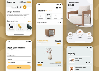 HOMEDECOR : home decoration app screens animation app branding design icon illustration login screen typography ui ux