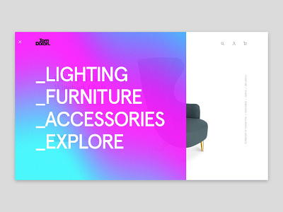 Menu - Product Page Concept concept concept design furniture website gradient maximal menu menu bar menu design nav navigation navigation design oversized product page rave ui design