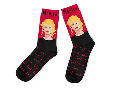 Monica - La Casa De Papel Sock apparel colorfull design happy socks illustrator knitting la casa de papel lcdp money heist sock socks still life