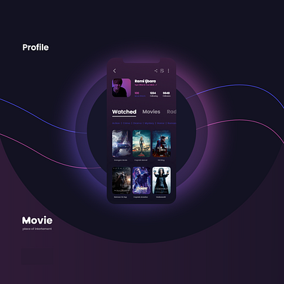 profile / movie app app brand branding concept dashboard flat illustration logo profile prototype slide ui uikit ux vector visual identity