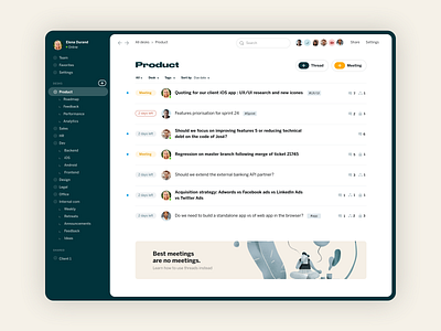 Redesk - async messaging app branding desktop app illustration ui