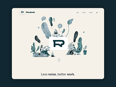 Redesk - async messaging app branding desktop app illustration logo ui