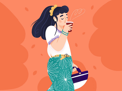 Spring and latte art character coffee coffee cup design digitalart doodle draw drawing girl illustration latte procreate procreateapp spring stay home stay safe