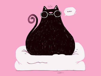 Princess Mew Cat adorable animal blake stevenson cartoon cat character design crown cute disney fat fur hipster illustration jetpacks and rollerskates kitten meow minimal pillow princess tail