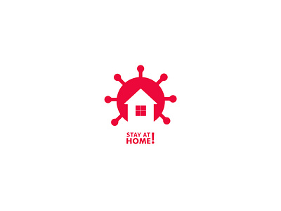 STAY AT HOME, DUDE ! brand identity branding corona covid 19 icon illustration logo logotype mark minimalist logo red simple logo vector virus