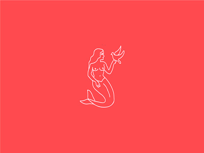 Mermaid with Dove dove girl illustration line lineart mermaid minimal