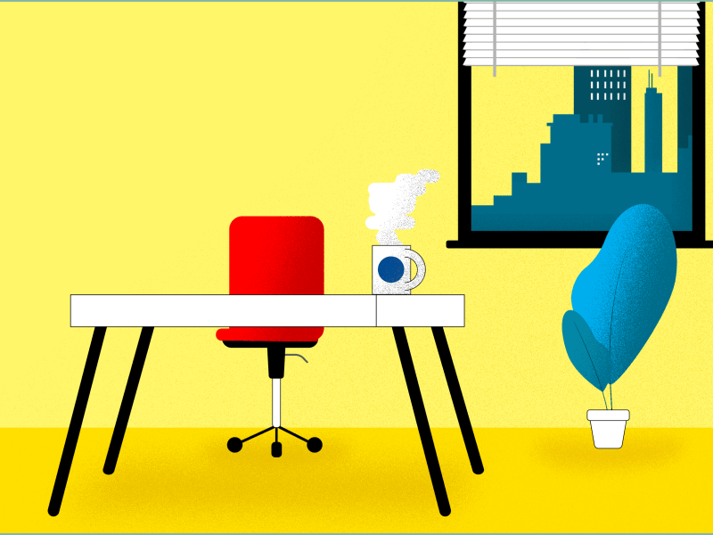 Fake Rotating Camera aftereffects animation character cup of coffee fake 3d flat illustration illustrator loop motion graphics office rigging smoke vector