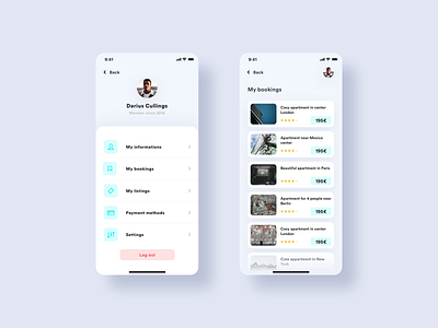 Profile Page Mobile app bookings design interface ios mobile profile profile page settings settings page ui ux webdesign