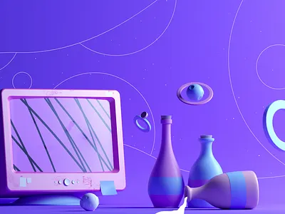 Computer Styleframe 3d art direction branding c4d cinema 4d computer design illustration isometric monitor octane space