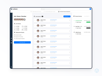 Unit Deployment Dashboard app design ui ux web