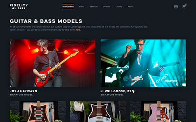 Fidelity Guitars - First Draft dark ui ecommerce guitars