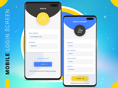 Login Screen android app design app ui design flat design illustration latest design latest trend latest ui login app login screen sign up screen sign up ui trending design ui design