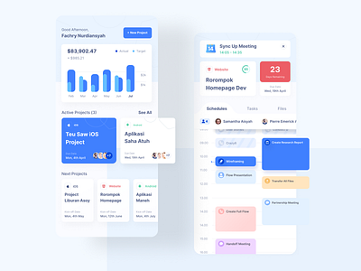 Project Management App alert calendar calendar ui chart clean colorful dashboard earning graph management meeting minimalist mobile project project management projects schedule schedules ui ux