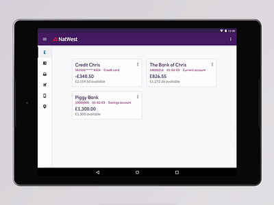 NatWest Android Tablet fintech mobile app mobile app design mobile ui pixate