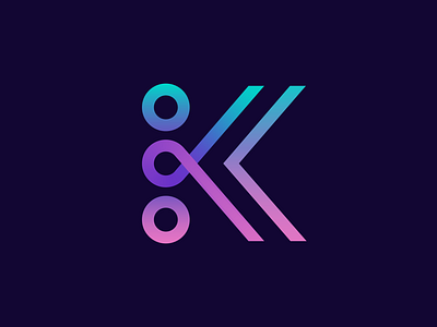 K monogram brand branding carazan vadim branding brands team collaboration line gradient connection dynamic logo transaction circle arrow back