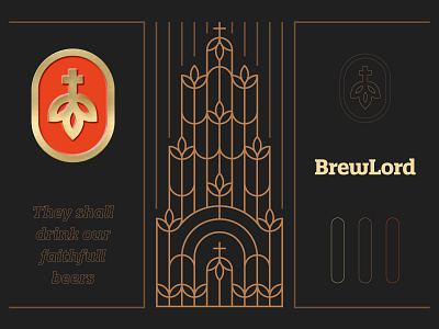 BrewLord - Branding 🍺 alcohol beer beers brand identity brew brewlord brotherhood brothers church cross drink emblem faith god hop illustration lord pattern