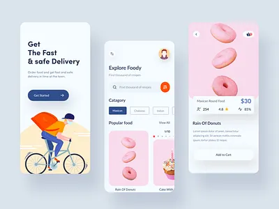 Food delivery IOS mobile app app clean colorful design drinks fast food food app illustration ios minimal mobile app design order payment snack soft ui ui design ux web web deisgn