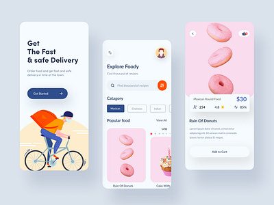 Food delivery IOS mobile app app clean colorful design drinks fast food food app illustration ios minimal mobile app design order payment snack soft ui ui design ux web web deisgn