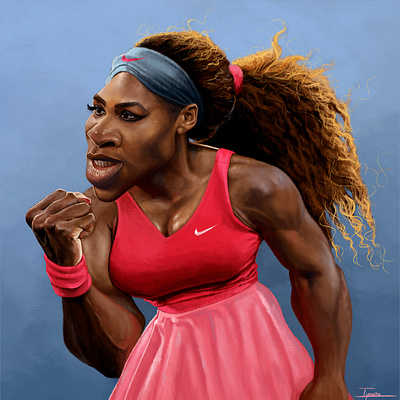 Serena caricatura caricature champion digital illustration digital painting digitalart grand slam photoshop art realistic realistic rendering roland garros serena williams tennis player wimbledon