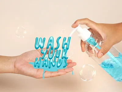 Typography adobe adobe photoshop blue bubbles coronavirus digital hands health letter lettering letters photoshop soap text text effect typography wash wash your hands washing hands water