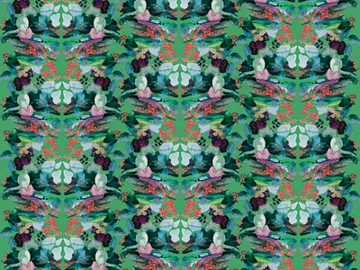 symmetrical flower pattern botanical botanical illustration contrast digital illustration drawing flower illustration green illustration pattern pattern a day pattern art pattern design red wallpaper wallpaper design