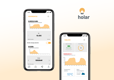 Holar movil app app branding color design energy graphic management renewable renewable energy sales typogaphy ui ux vector