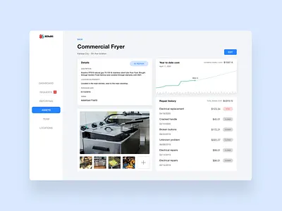 Restaurant Asset Management 86 repairs asset management branding clean minimal responsive web application restaurant restaurant app ui web application