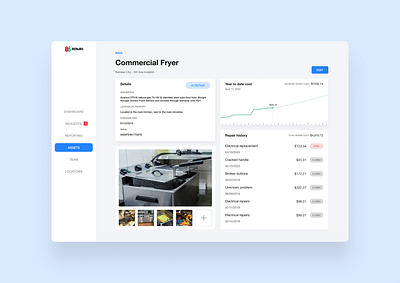 Restaurant Asset Management 86 repairs asset management branding clean minimal responsive web application restaurant restaurant app ui web application