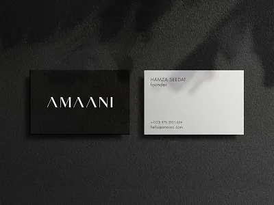 AMAANI Business Cards amaani brand identity business card business card mockup card classic classy effendy identity logotype luxurious luxury menswear minimal monochrome serif logo stationary thobes typography wordmark