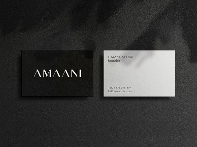 AMAANI Business Cards amaani brand identity business card business card mockup card classic classy effendy identity logotype luxurious luxury menswear minimal monochrome serif logo stationary thobes typography wordmark