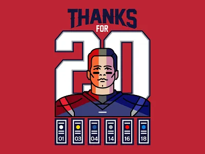 Thanks For 20 brady champion football illustration illustrator patriots portrait tom brady winning