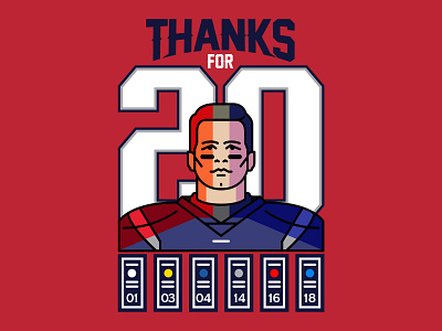 Thanks For 20 brady champion football illustration illustrator patriots portrait tom brady winning