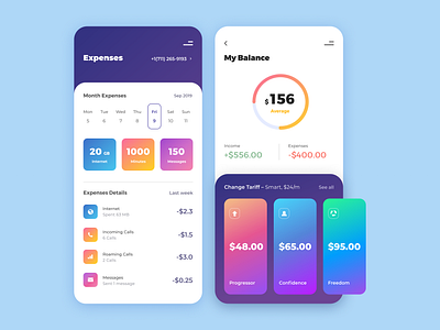 Expenses app mobile rebound smartphone ui